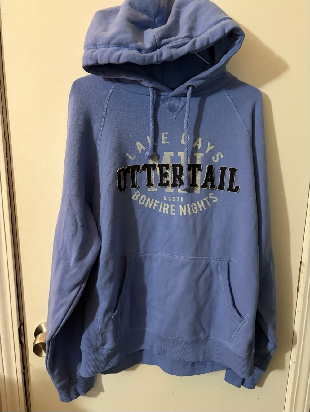 NWOT Men's Blue 84 Large Ottertail MN Light Blue Pullover Hoodie Tote16